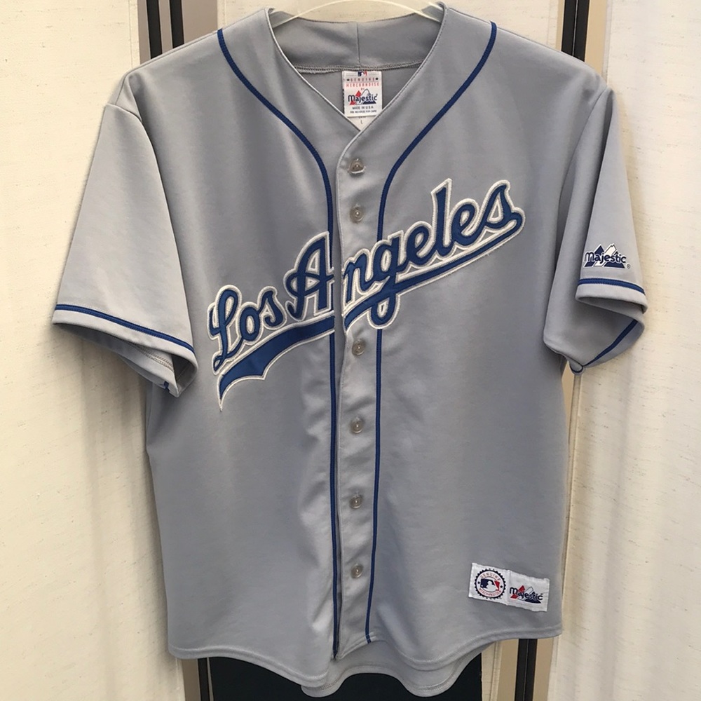 Dodgers Shirt Jersey by Majestic Los Angles Dodgers genuine Mens Large Grey